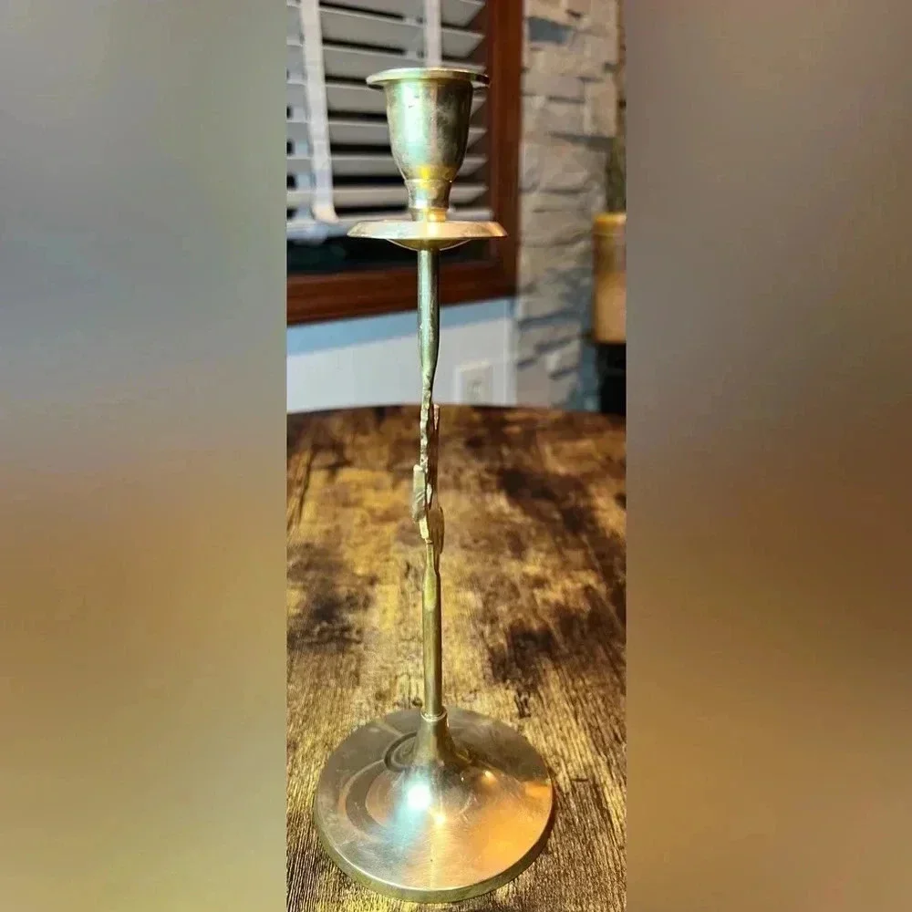 VINTAGE: Cherub brass candlestick holder